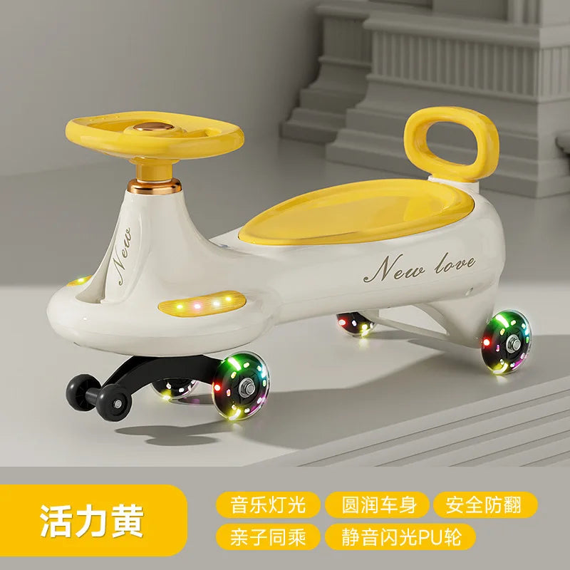 ‌Toddler Wiggle Car 1-3Y Anti-Tip Scooter Extra-Wide Seat Holds 220lbs Silent Glow Wheels Early Learning Balance Trainer Parent