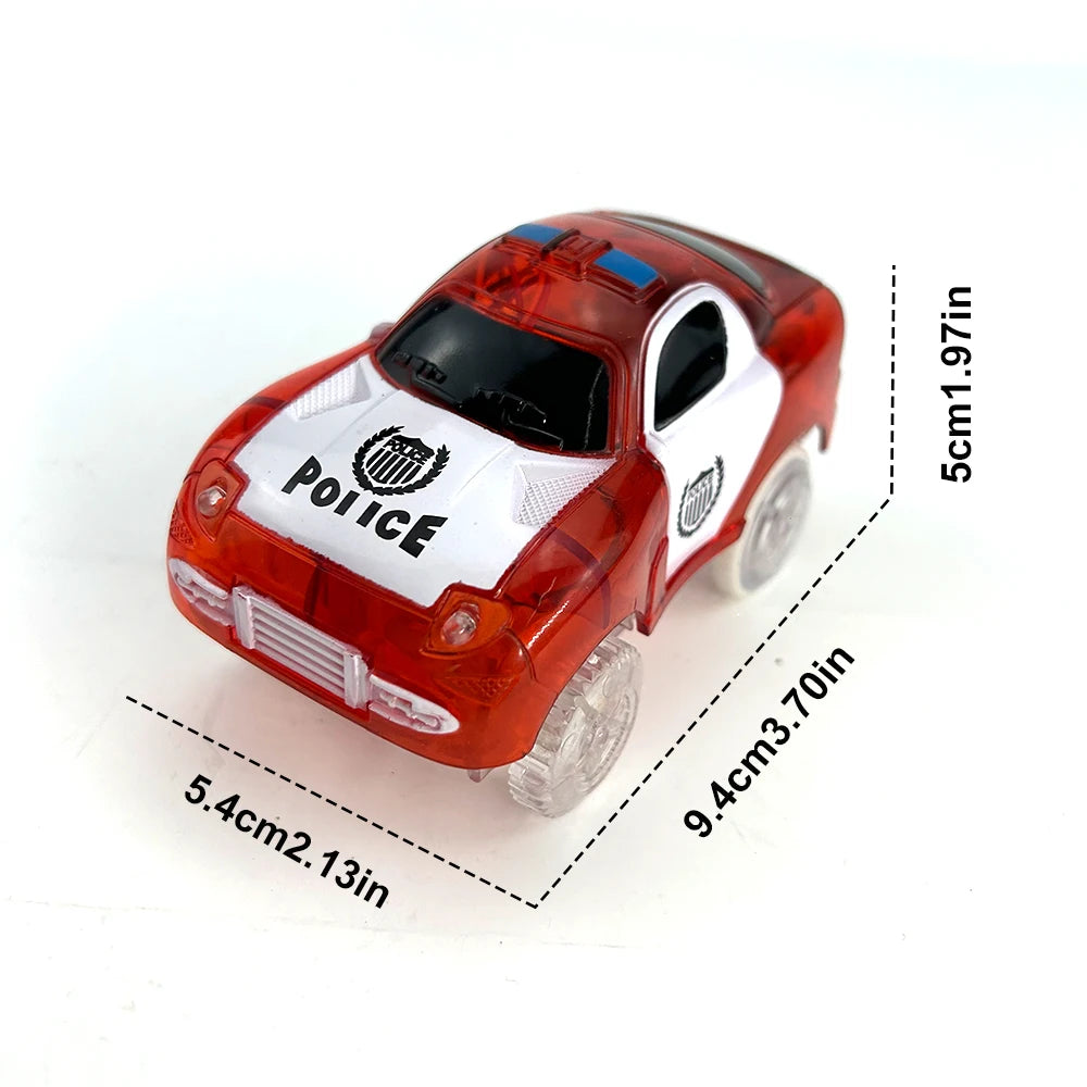 Magical Glowing Race Track Car Toy Vehicle LED Light Electronics Car Tracks Toy Parts Car Christmas Birthday Gifts for Kids