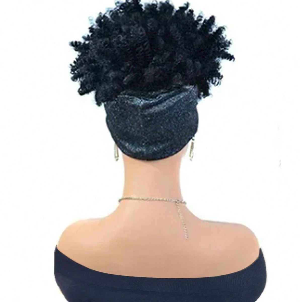 Black Headband Wigs For Women Afro Kinky Curly Wig With Synthetic Short Hair Wigs With Headband Attached Headwrap Wigs