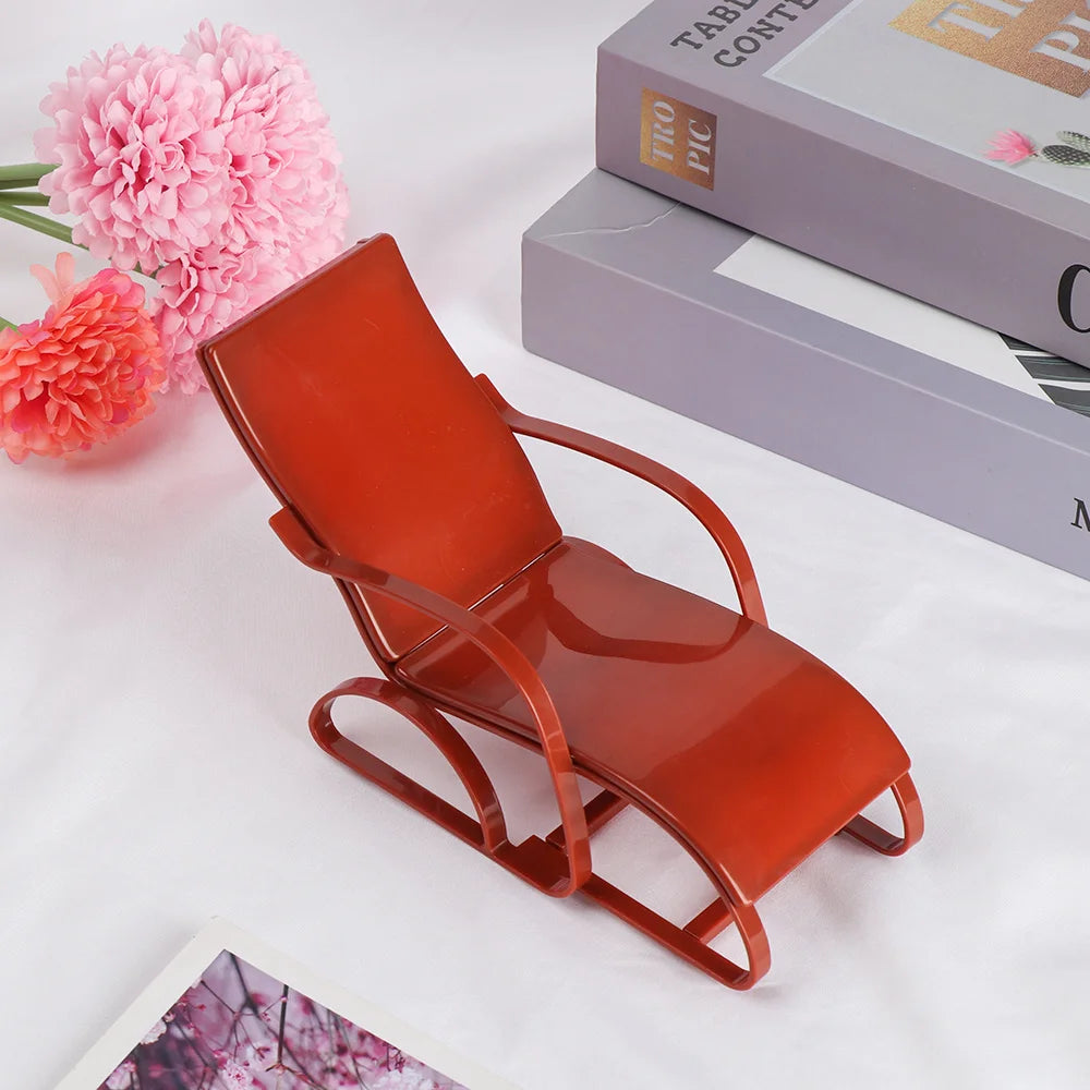 1pc Dollhouse Miniature Beach Chair Model Foldable Deckchair for Playhouse Outdoor Decor Lounge Room Accent Decoration Accessory