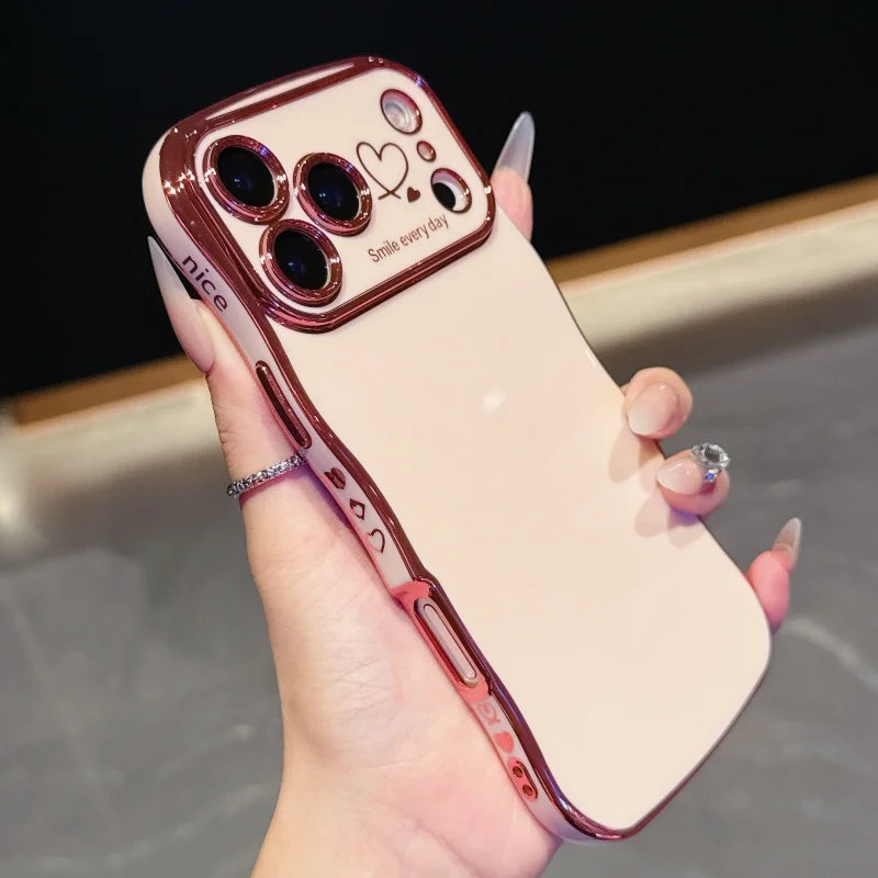 Electroplating Side Love Phone Case for IPhone 17 Pro Max 17 Air 16 15 14 Plus 13 12 11 Pro Max Cover Lens Shockproof Bumper