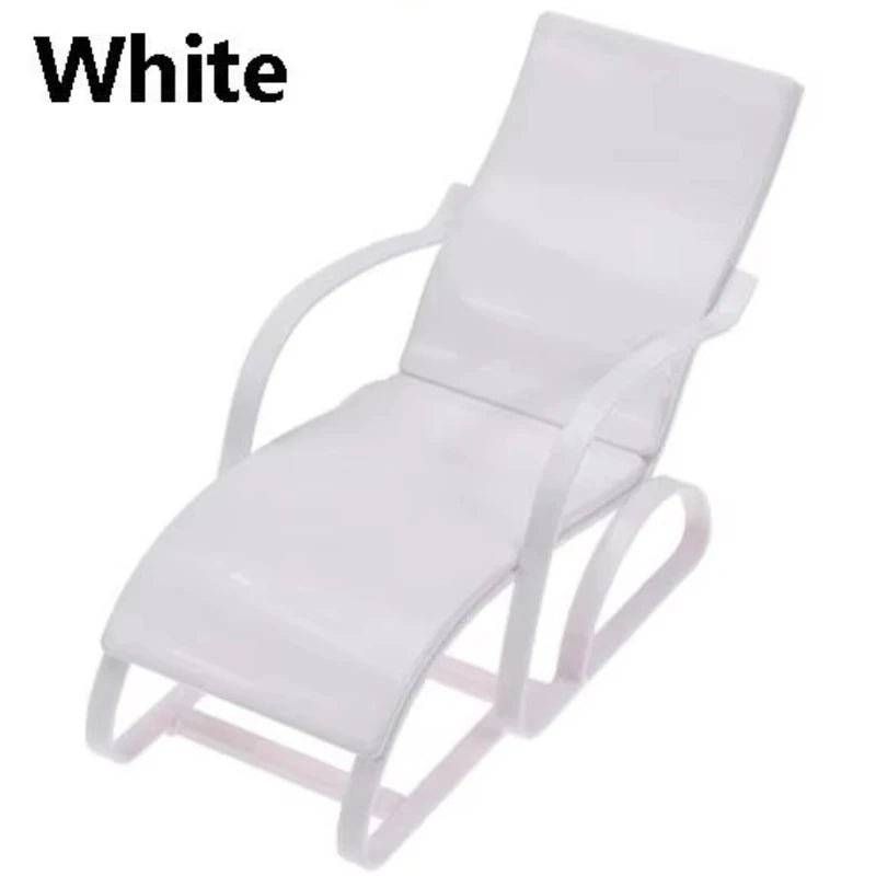 1pc Dollhouse Miniature Beach Chair Model Foldable Deckchair for Playhouse Outdoor Decor Lounge Room Accent Decoration Accessory