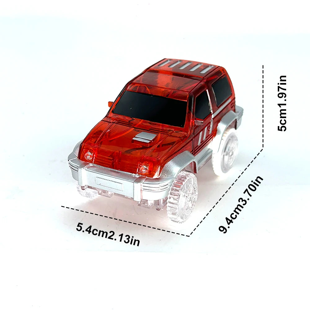 Magical Glowing Race Track Car Toy Vehicle LED Light Electronics Car Tracks Toy Parts Car Christmas Birthday Gifts for Kids