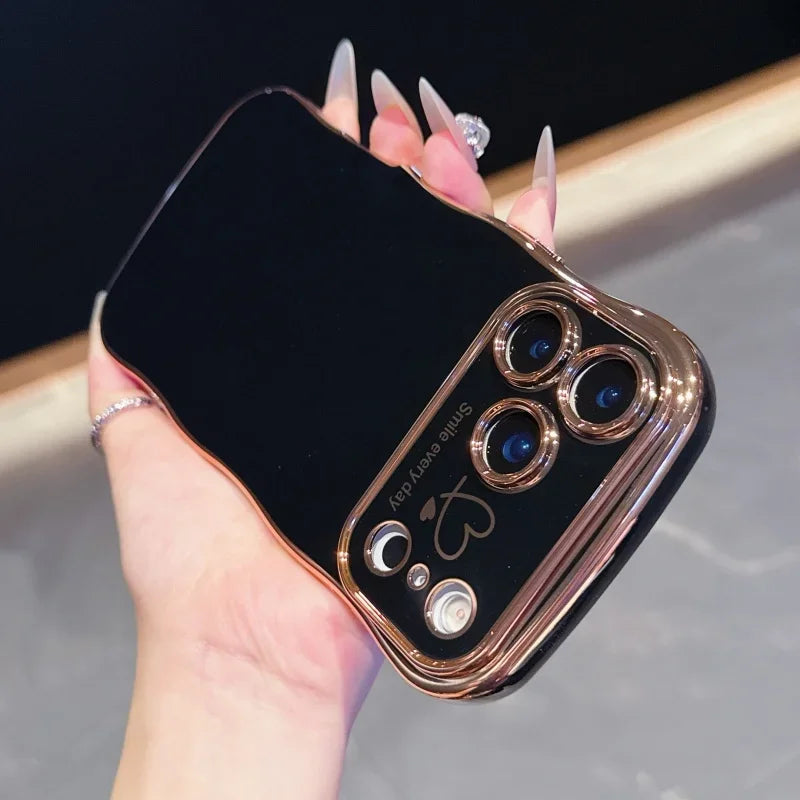 Electroplating Side Love Phone Case for IPhone 17 Pro Max 17 Air 16 15 14 Plus 13 12 11 Pro Max Cover Lens Shockproof Bumper