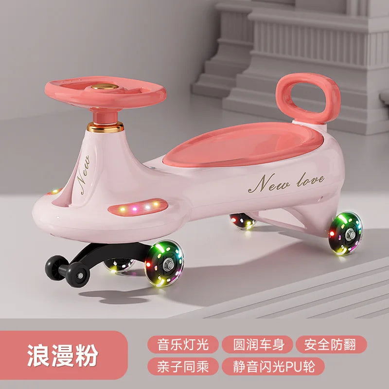 ‌Toddler Wiggle Car 1-3Y Anti-Tip Scooter Extra-Wide Seat Holds 220lbs Silent Glow Wheels Early Learning Balance Trainer Parent