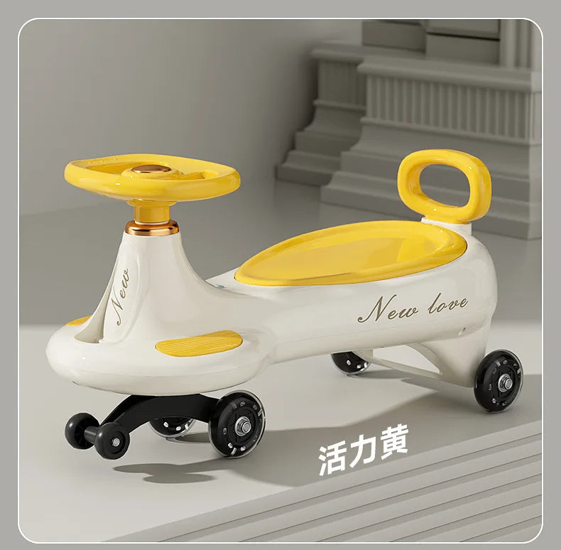 ‌Toddler Wiggle Car 1-3Y Anti-Tip Scooter Extra-Wide Seat Holds 220lbs Silent Glow Wheels Early Learning Balance Trainer Parent