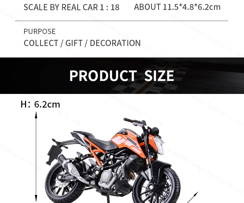 Bburago 1:18 KTM 250 Duke Authorized Simulation Alloy Motorcycle Model Toy Car Gift Collection