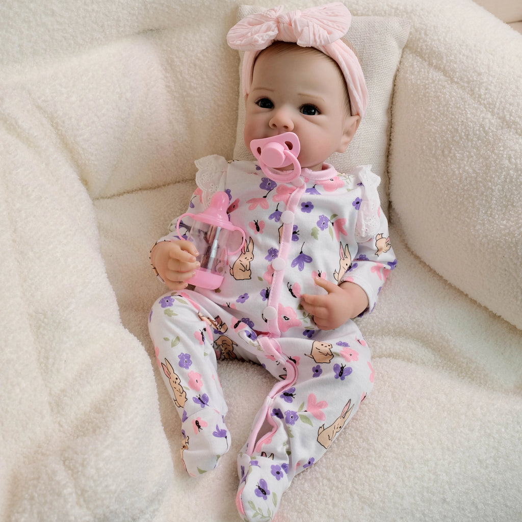 NPK 18inch Bettie Lifelike Full Body Reborn Baby Newborn Cuddly Doll with Hand Drawn Hair Multiple Layers Painting 3D Skin