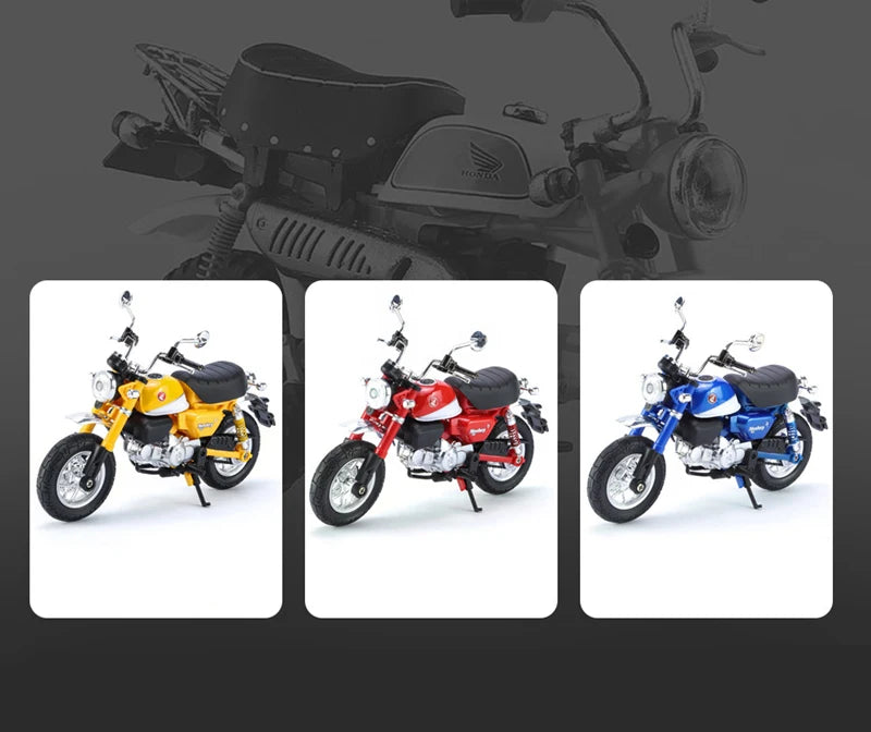 1:12 Honda Monkey 125 Alloy Sports Motorcycle Model Diecast Street Racing Motorcycle Model Simulation Sound Light Kids Toys Gift