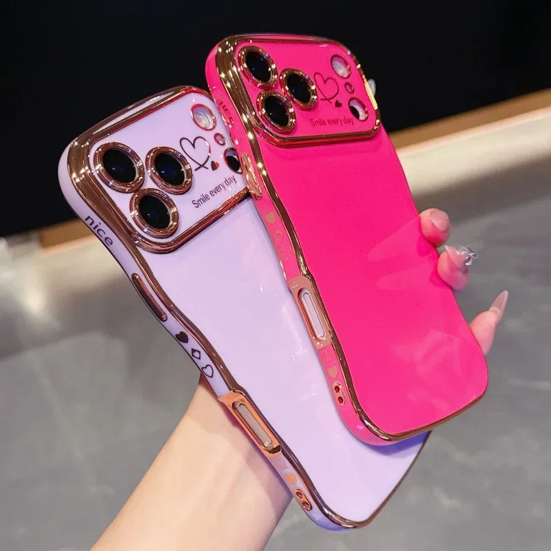 Electroplating Side Love Phone Case for IPhone 17 Pro Max 17 Air 16 15 14 Plus 13 12 11 Pro Max Cover Lens Shockproof Bumper