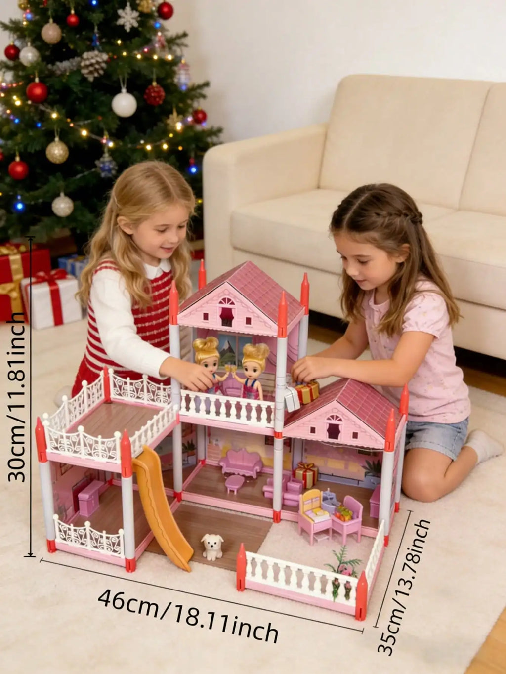 Villa Dollhouse Playset, DIY Villa Castle with Furniture, Educational Puzzle Toy for Kids, Perfect Children's Day Gift for Boys