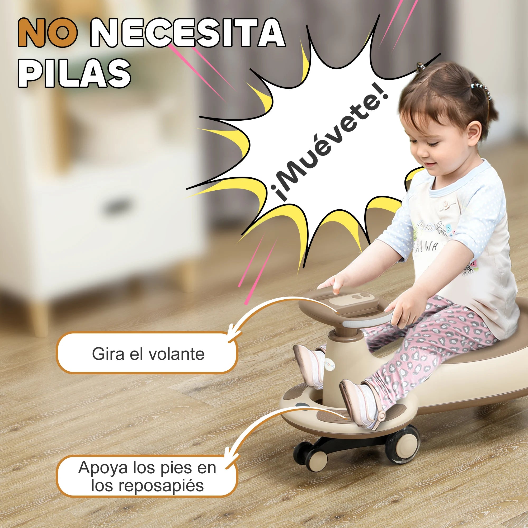 Aiyaplay Wiggle Ride-On for Children +2 Years Old 69X31X69 cm Khaki