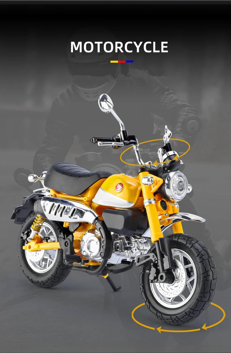 1:12 Honda Monkey 125 Alloy Sports Motorcycle Model Diecast Street Racing Motorcycle Model Simulation Sound Light Kids Toys Gift