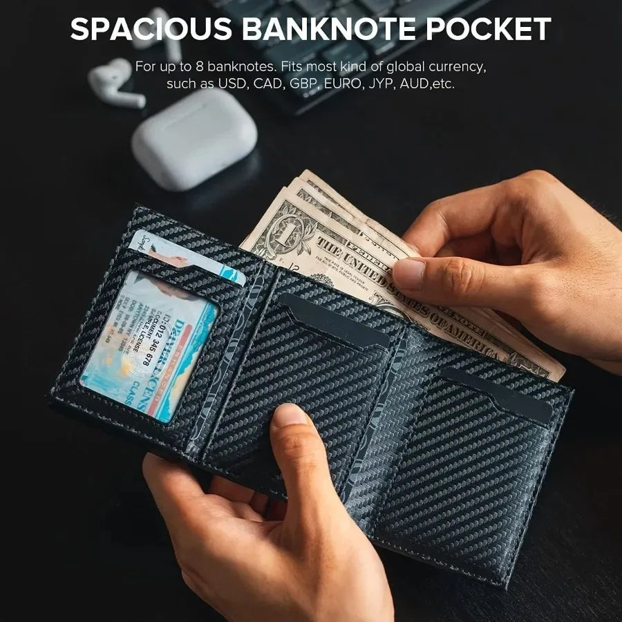 Men's Wallet with Zipper Coin Purse Automatic Pop-up Metal Credit Card Holder Minimalist RFID Blocking Business Card Wallet Idea