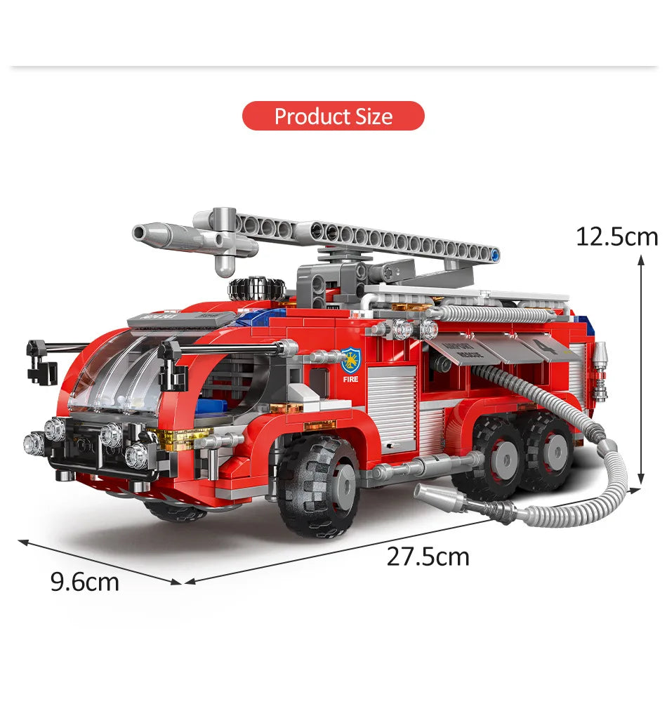 Simulation City Firefighter Rescue Engineering Vehicle  Movable Building Block Fire Truck Model Kit Children Assembled Toy Gift