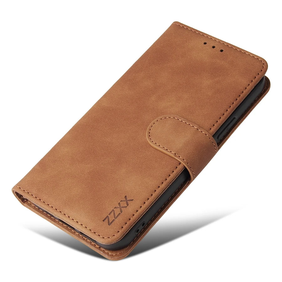 ZZXX Leather Wallet Phone Case For iPhone 16e 16 Pro Max 15 14 13 Mini 12 11 X XS XR SE2 8 7 6s Plus Flip Card Slot Holder Cover