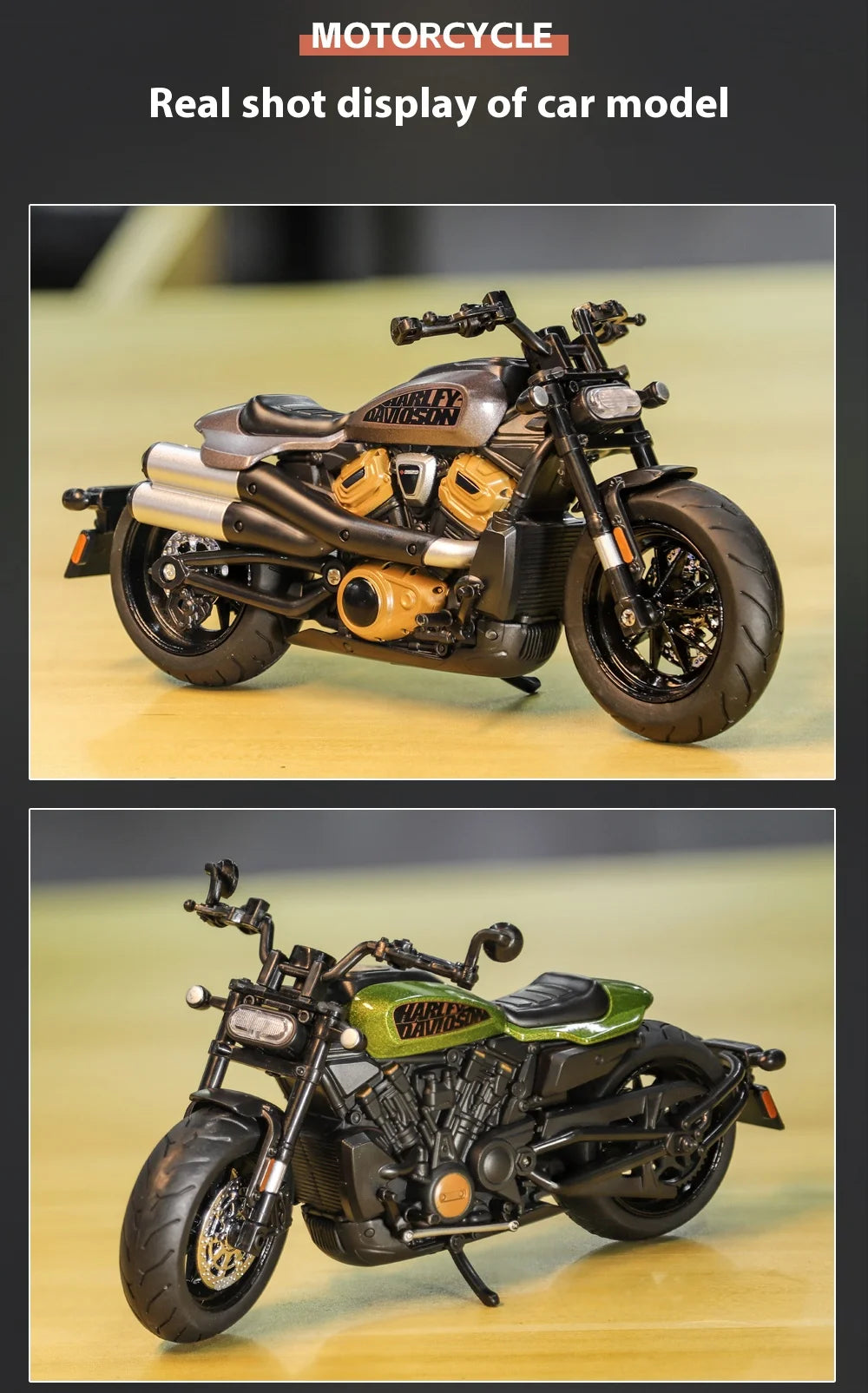 Simulation 1/12 Davidson SPORTSTER-S Off-road Alloy Motorcycle, Model Ornaments for Children Toys for Boys Holiday Gifts