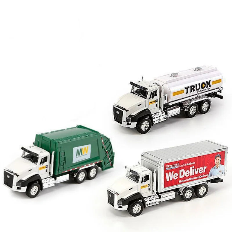 1:50 Alloy Model Truck Engineering Vehicle Excavator Bulldozer Head Dumper Crane Tanker Garbage Truck Toys For Children's Gifts