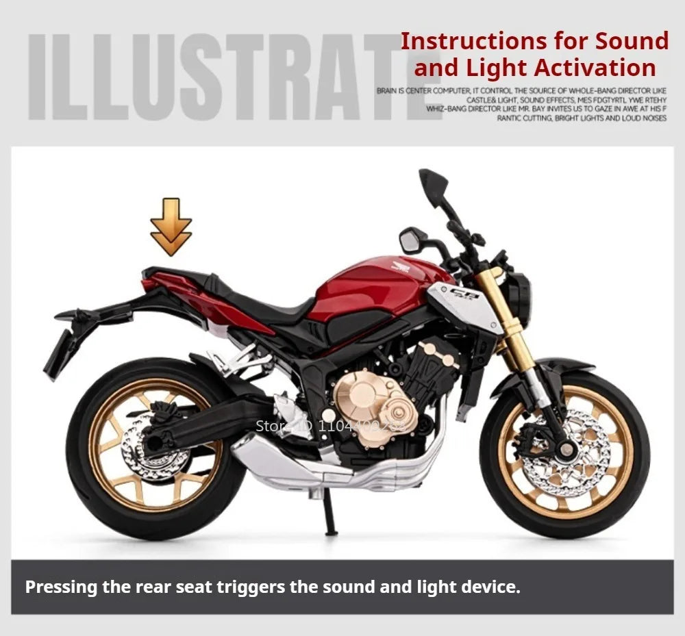 Scale 1:12 Honda CB650 HP4 Motorcycle Model Toy Alloy Diecast Shock Absorption Miniature Racing Motor Models for Kids Gifts
