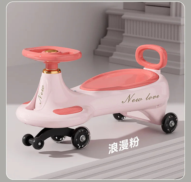 ‌Toddler Wiggle Car 1-3Y Anti-Tip Scooter Extra-Wide Seat Holds 220lbs Silent Glow Wheels Early Learning Balance Trainer Parent