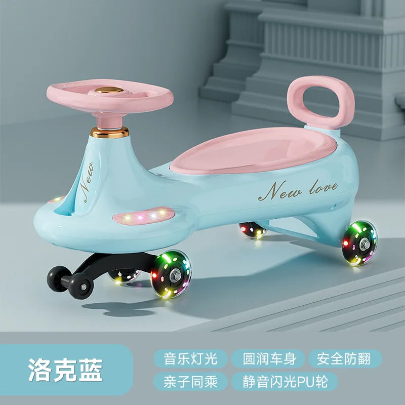 ‌Toddler Wiggle Car 1-3Y Anti-Tip Scooter Extra-Wide Seat Holds 220lbs Silent Glow Wheels Early Learning Balance Trainer Parent