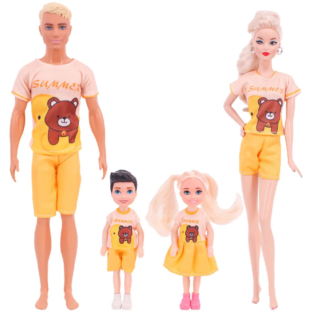 4Pcs Doll Clothes Parent Child Set For 30CM&Ken Family 5inch Kellyes Doll Clothes&5inch Kelly doll Accessories,Festival Gift Toy
