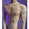 Summer Men's Mesh Tank Transparent Full Sleeves Round Neck T-shirt MenWomen Comfortable Breathable Bodysuit Trend Party Clothing