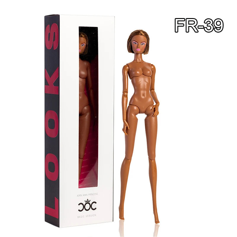 32cm Supermodel Fashion Doll FR43 FR44 Molly Girl Brown Hair Skin 12 Joint Movable Body DollHouse DIY Dress Up Toys Collector