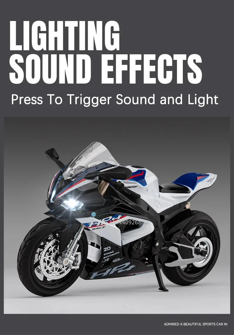 Scale 1:12 Honda CB650 HP4 Motorcycle Model Toy Alloy Diecast Shock Absorption Miniature Racing Motor Models for Kids Gifts