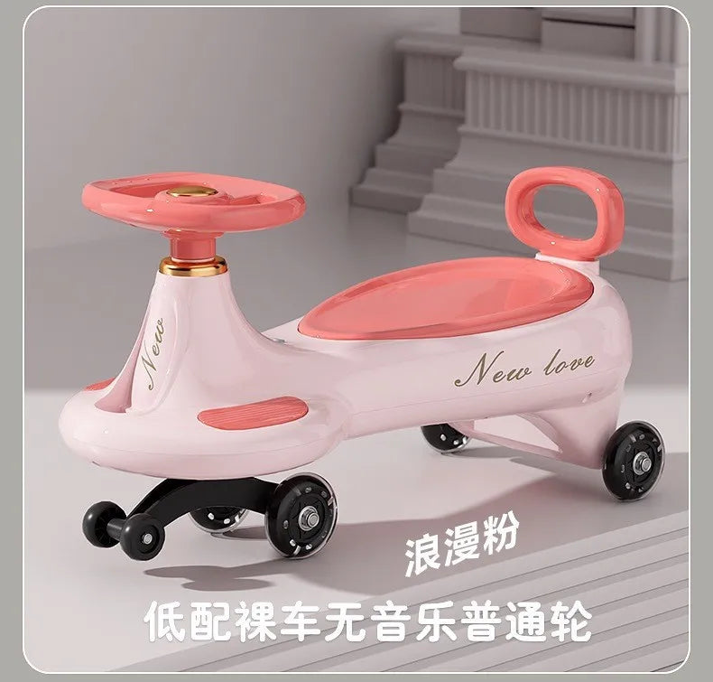 ‌Toddler Wiggle Car 1-3Y Anti-Tip Scooter Extra-Wide Seat Holds 220lbs Silent Glow Wheels Early Learning Balance Trainer Parent