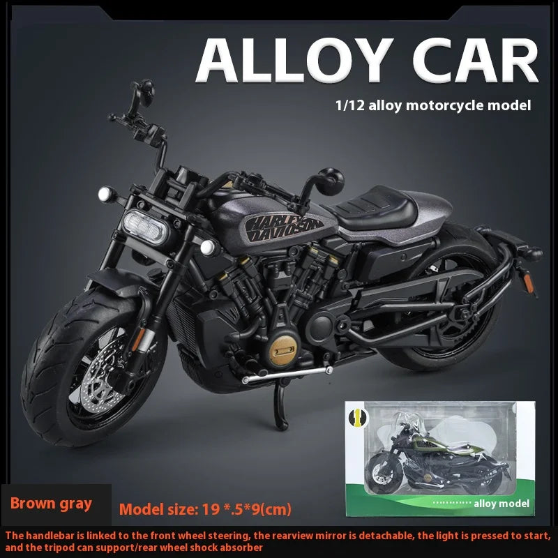 Simulation 1/12 Davidson SPORTSTER-S Off-road Alloy Motorcycle, Model Ornaments for Children Toys for Boys Holiday Gifts