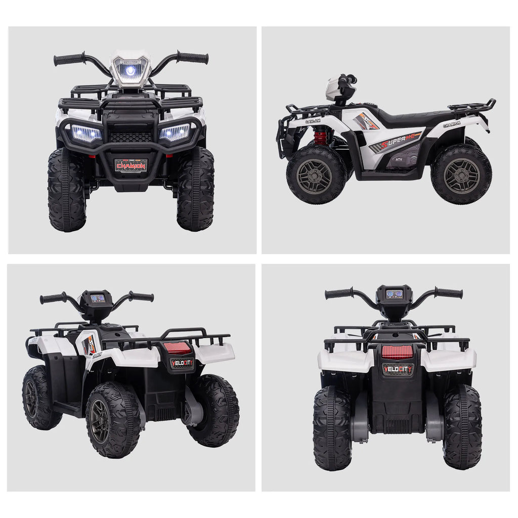 HOMCOM 12V Electric Quad Bike for Kids w/ LED Headlights, Music