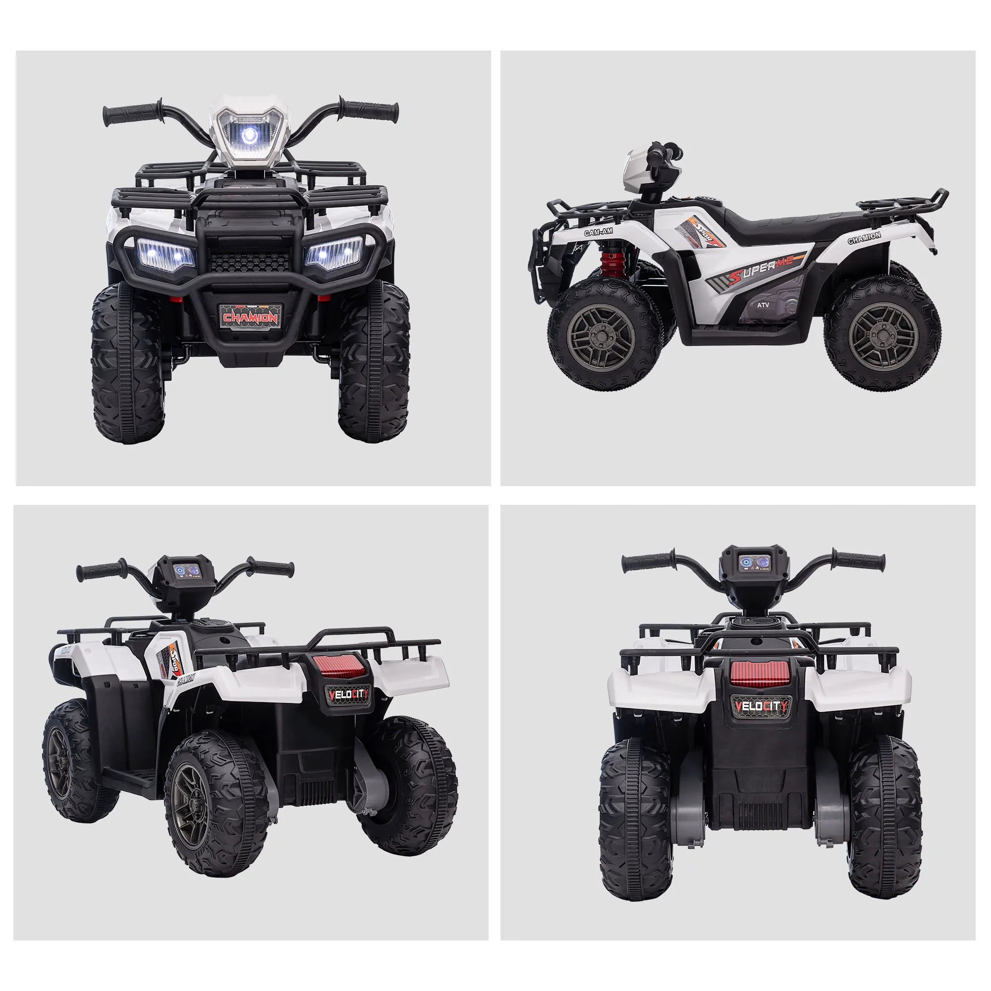 HOMCOM 12V Electric Quad Bike for Kids w/ LED Headlights, Music