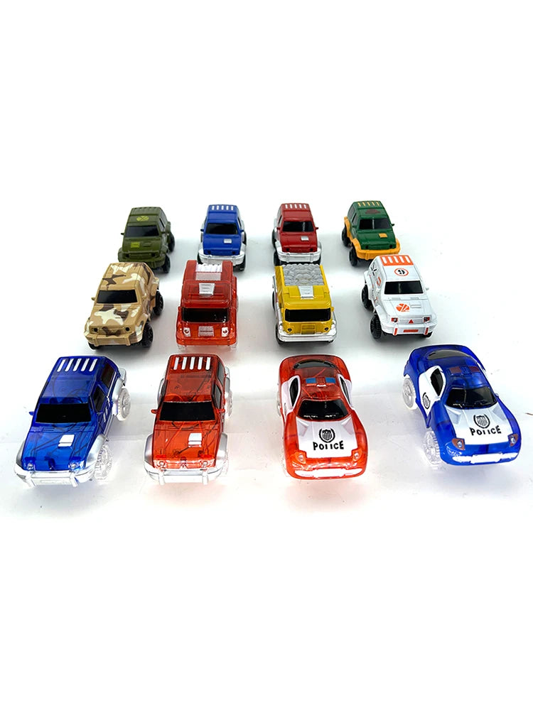 Magical Glowing Race Track Car Toy Vehicle LED Light Electronics Car Tracks Toy Parts Car Christmas Birthday Gifts for Kids