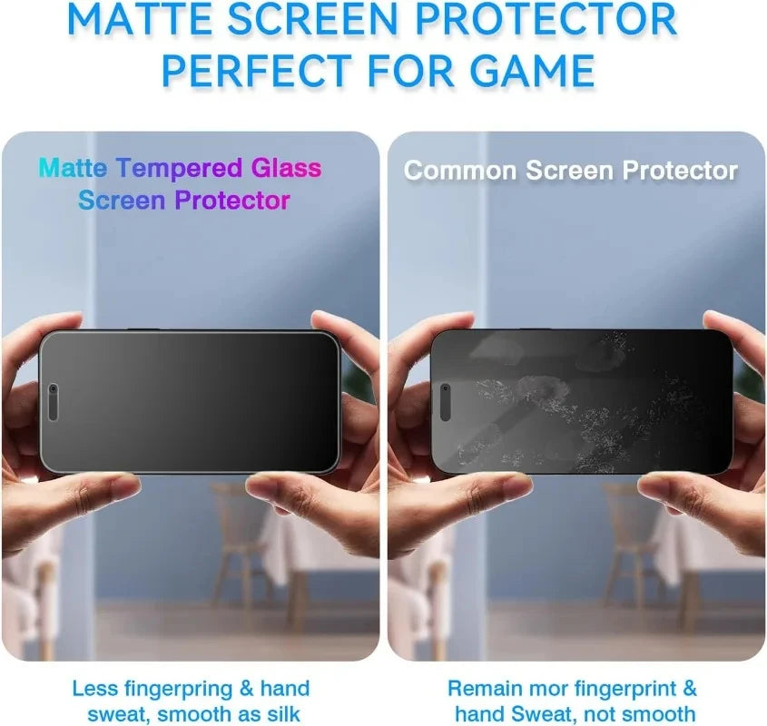 3PCS Anti Fingerprint Matte Screen Protector For iPhone 17 Pro Max 15 14 16 11 12 13 Mini XR X Xs 7 8 Plus 17 Air Tempered Glass