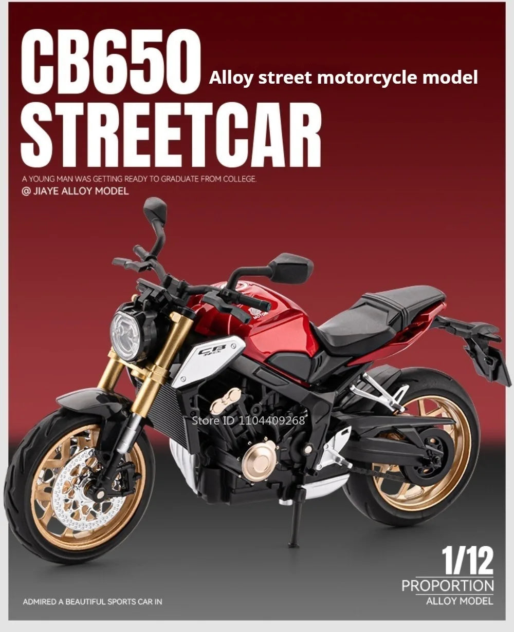 Scale 1:12 Honda CB650 HP4 Motorcycle Model Toy Alloy Diecast Shock Absorption Miniature Racing Motor Models for Kids Gifts