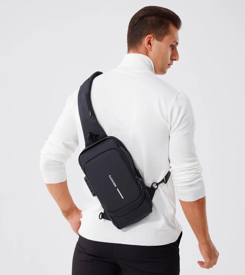 New Brand Designer Men Crossbody Bag PU Leather Classic Anti-Theft Shoulder Bag Chest Bag Multifunctional for Men