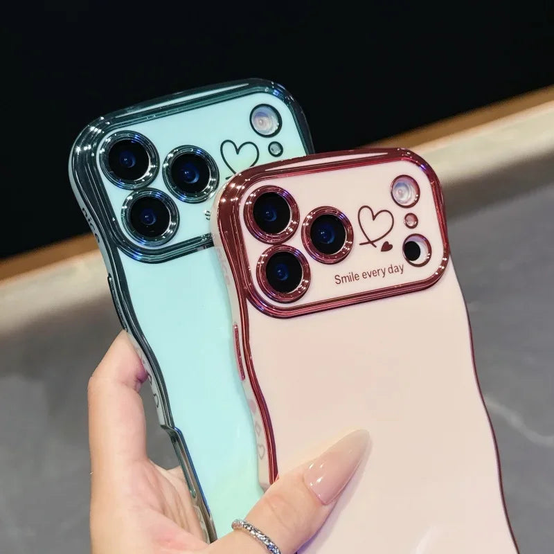 Electroplating Side Love Phone Case for IPhone 17 Pro Max 17 Air 16 15 14 Plus 13 12 11 Pro Max Cover Lens Shockproof Bumper