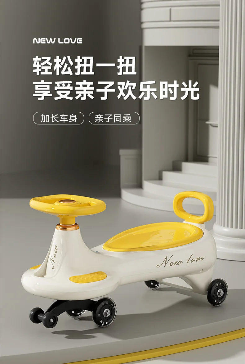 ‌Toddler Wiggle Car 1-3Y Anti-Tip Scooter Extra-Wide Seat Holds 220lbs Silent Glow Wheels Early Learning Balance Trainer Parent