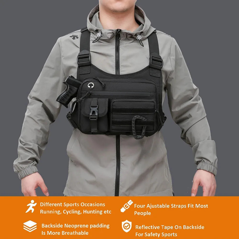 Outdoor Tactical Chest Bag Men's Vest EDC Waterproof Anti-Theft Chest Pack for Cycling Bags Running Front Chest Bag