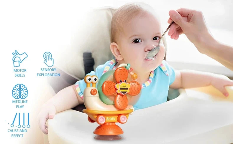 Snail Windmill Toys Car For Boys Girls Spinner Suction Cup Sensory Fine Motor Infant Travel Toys Montessori For Baby Newborn Gif