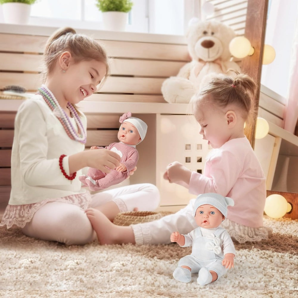 12''/30cm Baby Doll Playset in Gift Box with Accessories Pink Pacifier, Vinyl Reborn Doll Toy, Christmas Gift for Girl Boy Kid