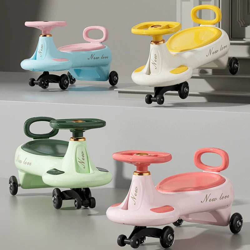 ‌Toddler Wiggle Car 1-3Y Anti-Tip Scooter Extra-Wide Seat Holds 220lbs Silent Glow Wheels Early Learning Balance Trainer Parent