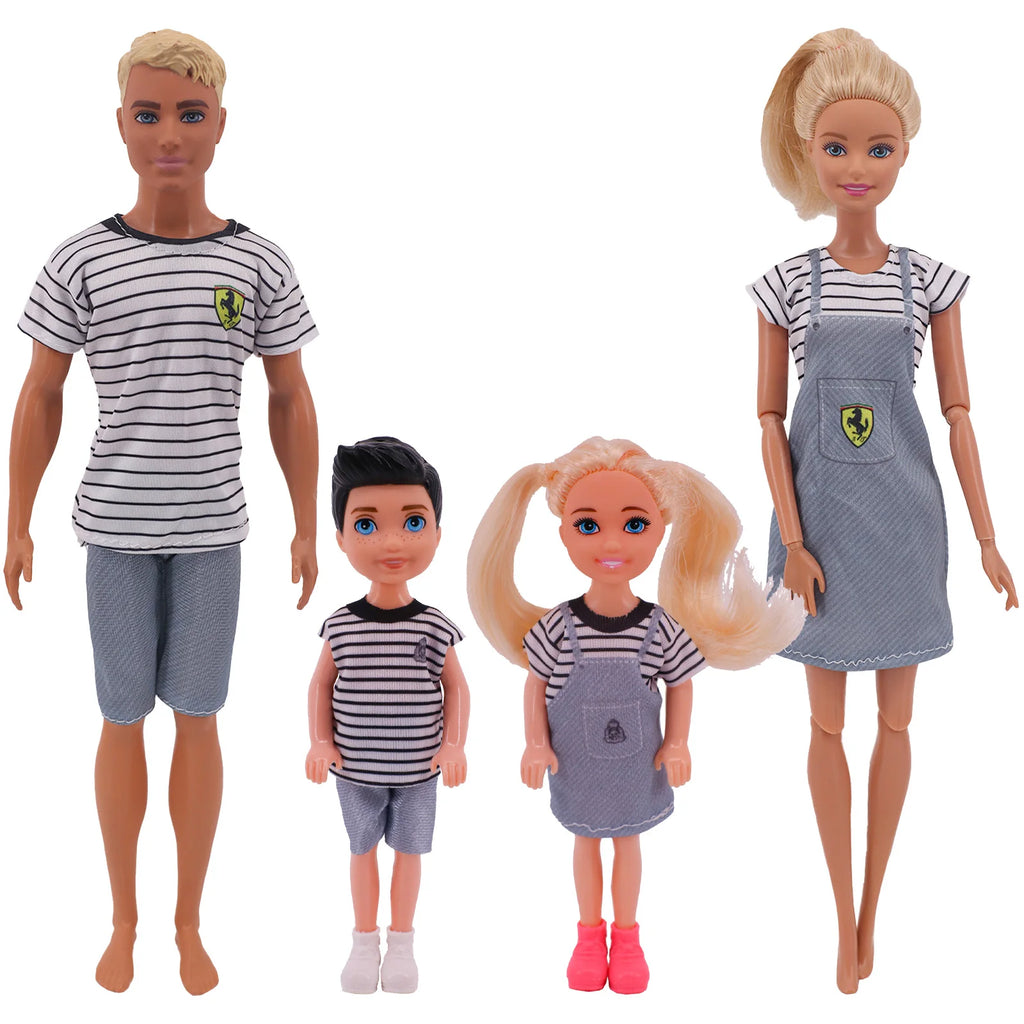4Pcs Doll Clothes Parent Child Set For 30CM&Ken Family 5inch Kellyes Doll Clothes&5inch Kelly doll Accessories,Festival Gift Toy