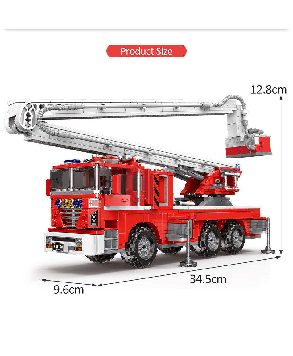 Simulation City Firefighter Rescue Engineering Vehicle  Movable Building Block Fire Truck Model Kit Children Assembled Toy Gift