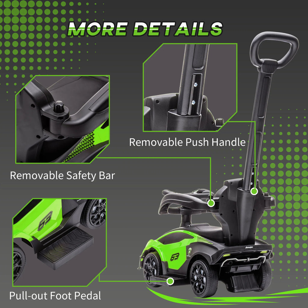 AIYAPLAY Lamborghini 2 in 1 Baby Ride on Push Car Toddler Push Along Car