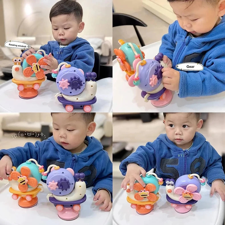 Snail Windmill Toys Car For Boys Girls Spinner Suction Cup Sensory Fine Motor Infant Travel Toys Montessori For Baby Newborn Gif