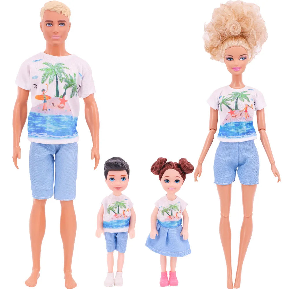 4Pcs Doll Clothes Parent Child Set For 30CM&Ken Family 5inch Kellyes Doll Clothes&5inch Kelly doll Accessories,Festival Gift Toy