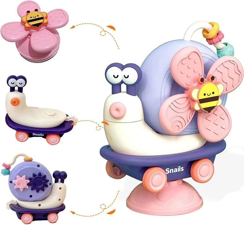 Snail Windmill Toys Car For Boys Girls Spinner Suction Cup Sensory Fine Motor Infant Travel Toys Montessori For Baby Newborn Gif