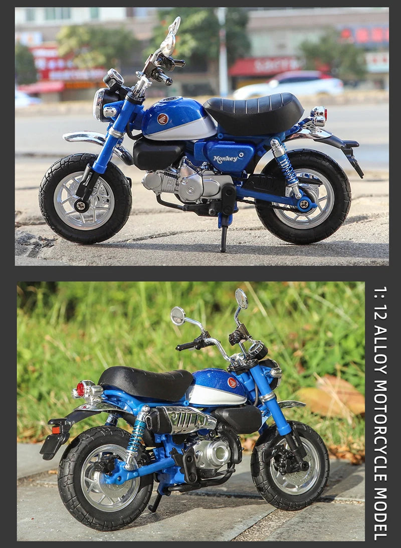 1:12 Honda Monkey 125 Alloy Sports Motorcycle Model Diecast Street Racing Motorcycle Model Simulation Sound Light Kids Toys Gift